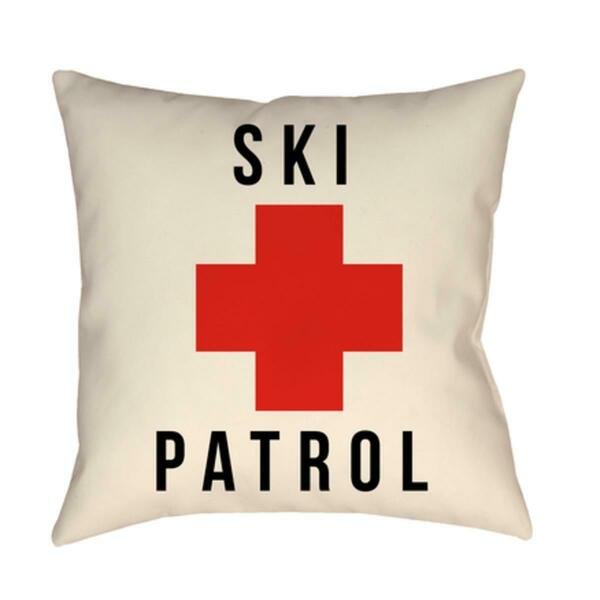 Lodge Cabin Ski Patrol Poly Filled Pillow - Bright Red Beige & Black - 18 x 18 in., Artistic Weavers, Mfr#: LGCB2044-1818